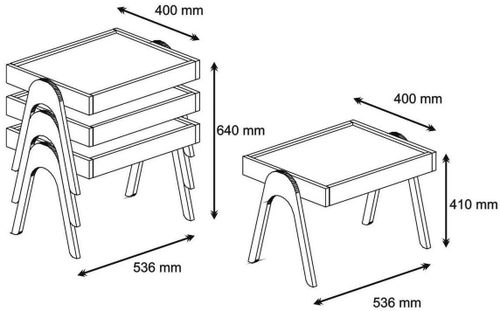 купить Журнальный столик Trendy Roma, орех 53x64x40 см, вложенный столик (3 шт.) в Кишинёве 