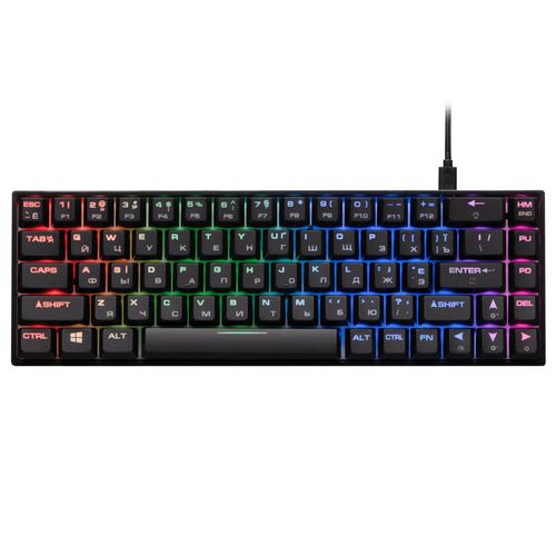 купить Игровая клавиатура 2E 2E-KG370UBK-BL KG370 RGB 68key Gateron Blue Switch USB Black UKR в Кишинёве 