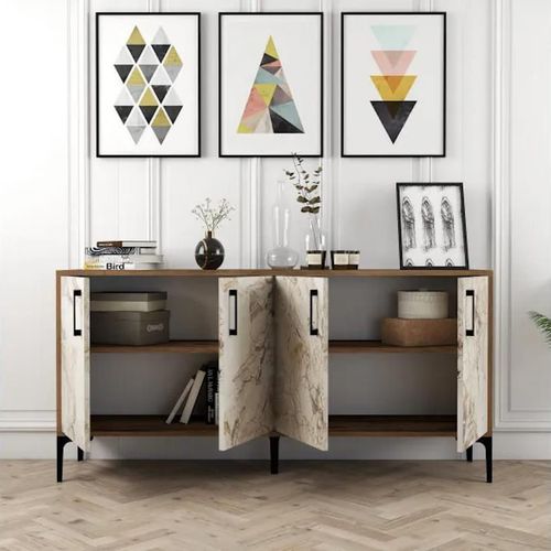 cumpără Casetieră Trendy Kiev 160, Nuc, Marmura Alba 160x78x35cm în Chișinău 