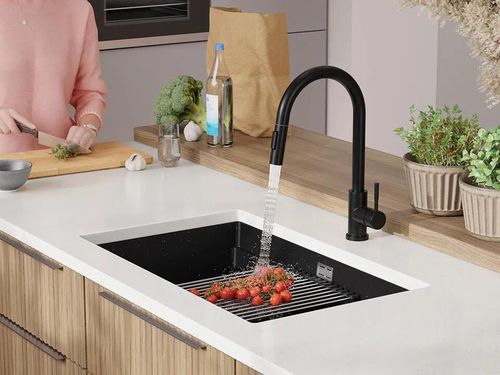 cumpără Chiuvetă bucătărie Primagran Prague 80 Level Undermount Black metallic + accesorii 470x760 MP8KM#P în Chișinău 