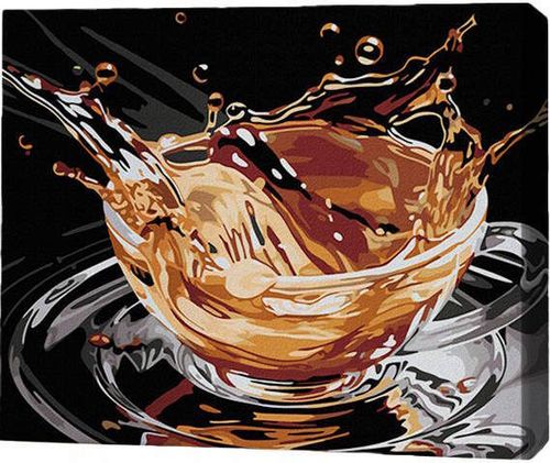 cumpără Tablou pe numere BrushMe RMGB019FC 30x40сm (pânză neagră/fără cutie) Strop de cafea în Chișinău 