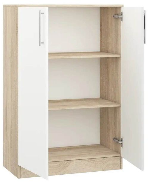 купить Офисный шкаф Mobildor-Lux Консоль с полками Practik (80x40x120H см) Sonoma/Белый в Кишинёве 