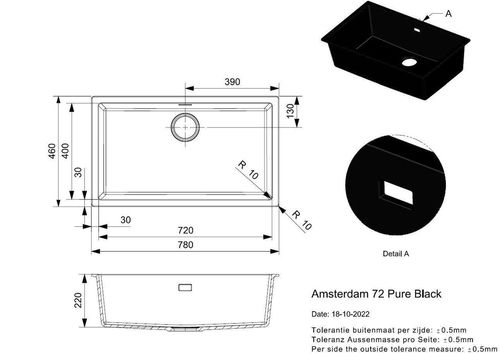cumpără Chiuvetă bucătărie Reginox R35818 Amsterdam 72 Pure Black în Chișinău 