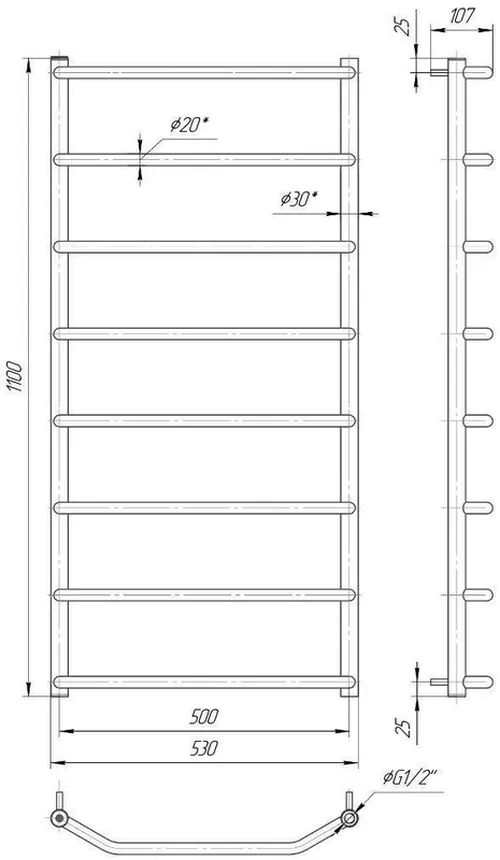 cumpără Uscător de prosoape РВО Us-r inox Trapetia HP 1100x530/500 în Chișinău 