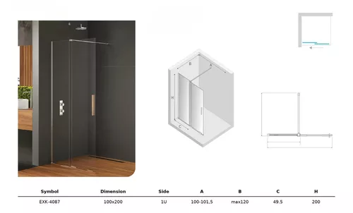 купить Душевая кабина New Trendy Smart 100x200 8 mm EXK-4087 в Кишинёве 