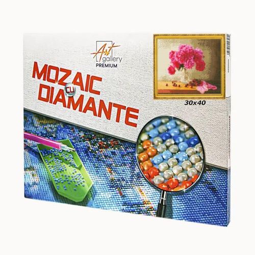 cumpără Tablou pe numere Art Gallery GB80109 Mozaic cu diamante 30x40cm Bujori roz aprins în Chișinău 