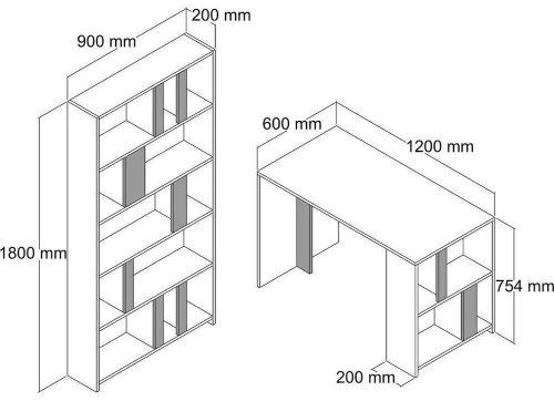 cumpără Masă de birou Trendy Lima, alb, antracit, cu raft în Chișinău 