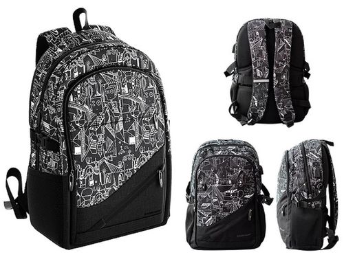 cumpără Rucsac pentru copii Erich Krause 57587 CityLine 47x36x15cm, 19L, negru-alb cu USB în Chișinău 