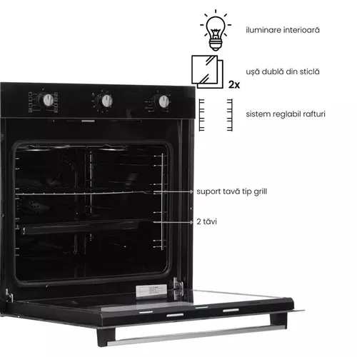 купить Встраиваемый духовой шкаф электрический Hausberg HB-8053NG Negru в Кишинёве 