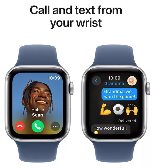 купить Смарт часы Apple Watch SE 2024 GPS 44mm Silver Aluminium Case with Denim Sport Band - M/L MXER3 в Кишинёве 