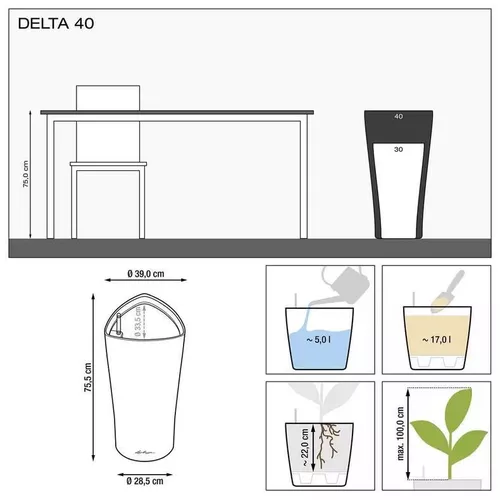 cumpără Ghiveci pentru flori Lechuza Delta Premium 40, White în Chișinău 