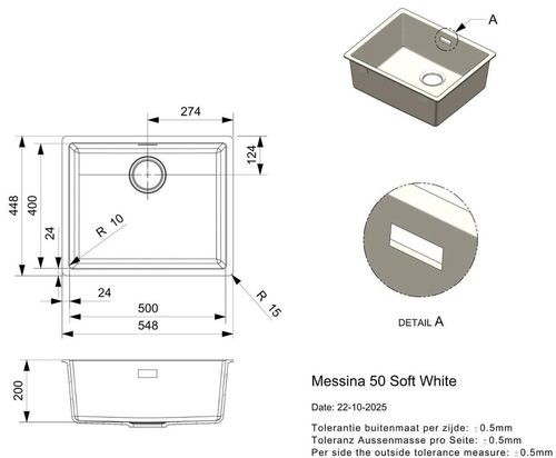 cumpără Chiuvetă bucătărie Reginox R40980 Messina 50 Soft White în Chișinău 