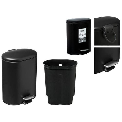 cumpără Coș de gunoi 5five 55779 Siliflex 6l, negru cu pedala în Chișinău 