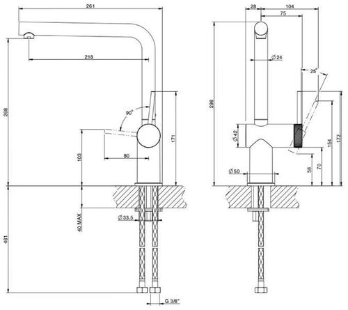 cumpără Bateria bucătărie Gessi 60471-299 Inedito Matte Black în Chișinău 