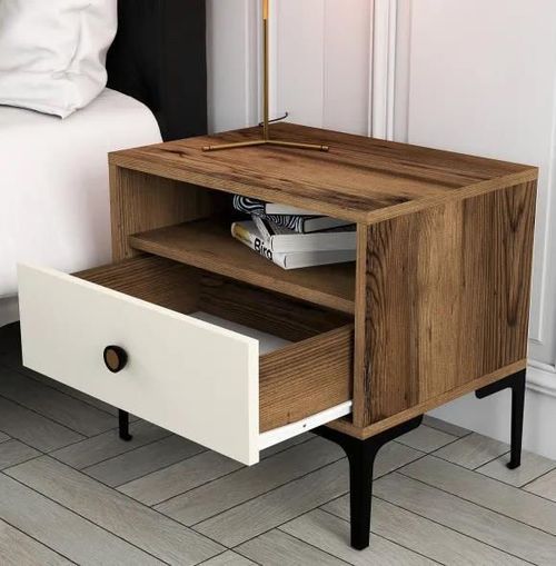 cumpără Noptieră Trendy Lizbon-533, Nuc, Crem 56x50x40cm (GTR001520) în Chișinău 