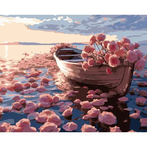 купить Картина по номерам Strateg 58123 Barca in flori 40x50cm в Кишинёве 