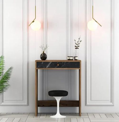 cumpără Măsuţa de toaletă Trendy Lizbon Nuc, Negru, Marmura (masa de machiaj) (GTR001447) în Chișinău 
