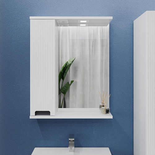 купить Зеркало для ванной Bayro Positano 600x750 левый белый мат в Кишинёве 