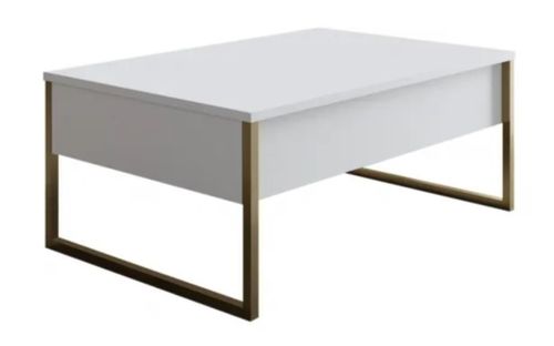 купить Журнальный столик Trendy Lux, alb, auriu 90x40x60cm в Кишинёве 