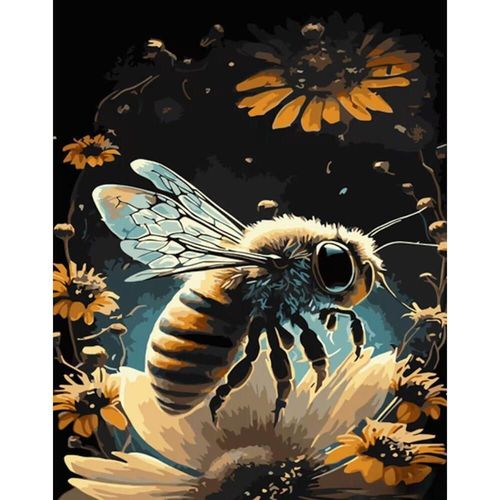 cumpără Tablou pe numere Strateg R 9 /10 (GS1003)(49917) Albina printre flori, 40x50 cm în Chișinău 