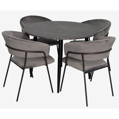 cumpără Set masă și scaune Evelin di Costacurta стол DT-402-6B + 4 стула YTC-097B Dark grey în Chișinău 