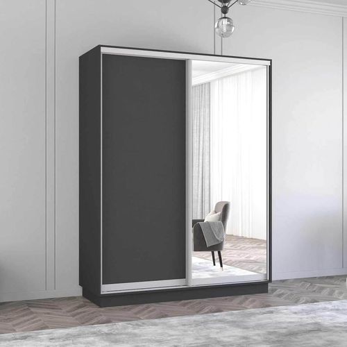 cumpără Dulap Mobildor-Lux Fox uși glisante din oglindă și PAL (160x60x230H cm) Anthracite în Chișinău 