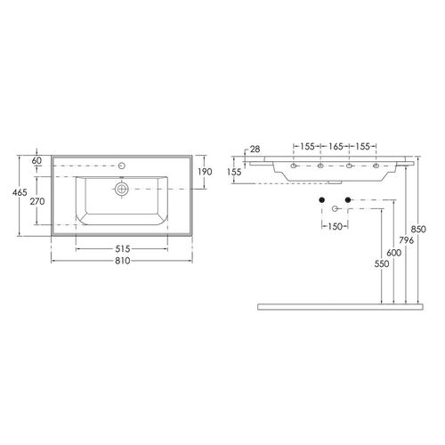 Set mobilier 80 cm Imprese LASKA, alb: dulap suspendat, 2 sertare + chiuveta suprapusa art i3217(2) 