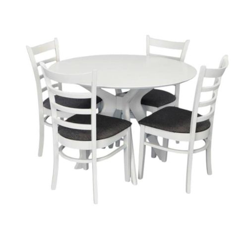 купить Комплект стол и стулья Evelin di Costacurta стол Raffles Round White (d=960) + 4 стула COCO White/NV-10WP Grey в Кишинёве 