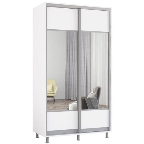 купить Шкаф Mobildor-Lux Aron-S uși glisante din PAL cu oglindă (K1) orizontal (100x60x240H cm) Alb briiliant в Кишинёве 