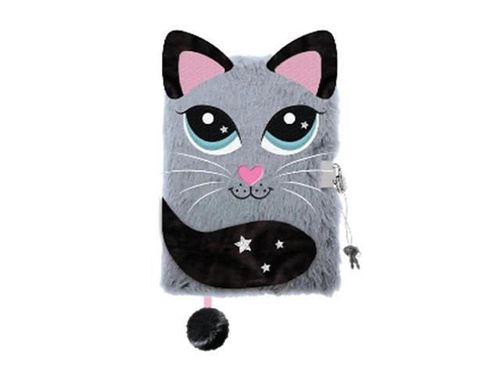 купить Блокнот St.RIGHT 57897 Agenda cu lacat, A5, 96foi, 3D My Little Friend Gray Cat, coperta plus в Кишинёве 
