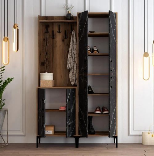 купить Мебель для прихожей Trendy Berlin BA, Nuc, Marmura Neagra, 120x200x35cm (GTR001358) в Кишинёве 