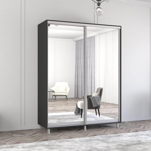 cumpără Dulap Mobildor-Lux Aron cu uși glisante din oglinzi (150x60x200H cm) Anthracite în Chișinău 