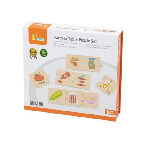 купить Головоломка Viga 44780 Puzzle logic De la fermă la masă 24elem в Кишинёве 