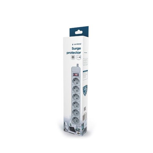 купить Фильтр импульсных помех Gembird Surge Protector SPG6-B-6C, 6 Sockets, 1.8m, up to 250V AC, 16 A, safety class IP20, Grey (Priza cu protectie - prelungitor/basic surge protection) в Кишинёве 