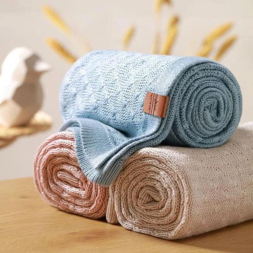 купить Комплект подушек и одеял BabyOno 1673/04 Patura de bambus tricotata /albastru/ в Кишинёве 