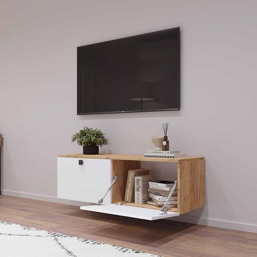 купить Тумба напольная для TV Mobildor-Lux ZEN (140x35x38H cm) Sonoma/Alb в Кишинёве 