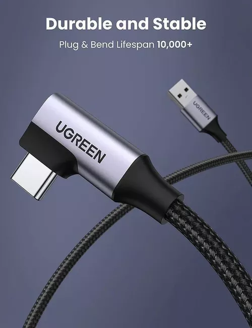 купить Кабель для моб. устройства Ugreen 20299 USB to 90° Type-C 2.0 3A 36W 1M US385, Black в Кишинёве 