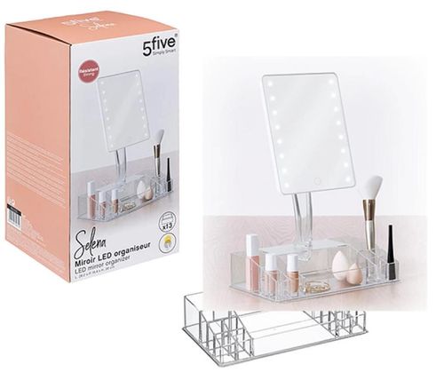 cumpără Cutie depozitare 5five 56161 Organizator cosmetica Selena cu oglinda LED 28.2X16.4X38cm în Chișinău 