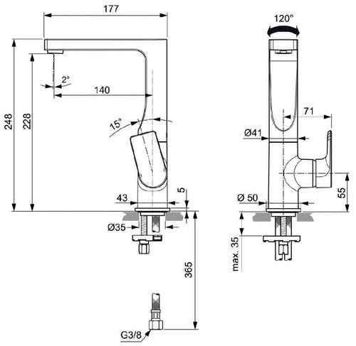 cumpără Baterie lavoar Ideal Standard EDGE A7111AA în Chișinău 