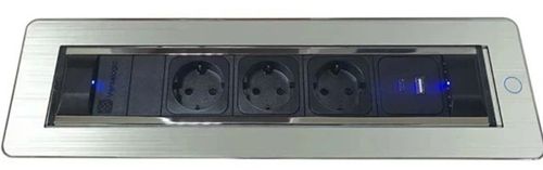 купить Розетка электрическая ASA Plastici 060.24F.00033 Versaturn 3.0 3 sockets F+ 1 USB 5V(A+C) Stainless steel в Кишинёве 