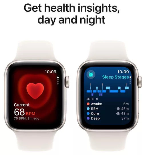 купить Смарт часы Apple Watch SE 2024 GPS 44mm Starlight Aluminium Case with Starlight Sport Band - S/M MXEU3 в Кишинёве 