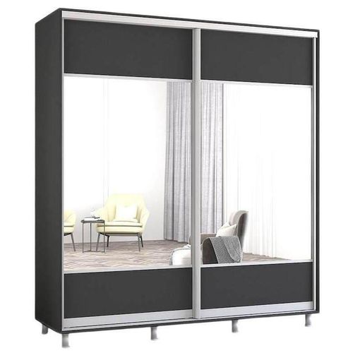 cumpără Dulap Mobildor-Lux Aron-P uși glisante din PAL cu oglindă orizontal (190x60x200H cm) Anthracite în Chișinău 