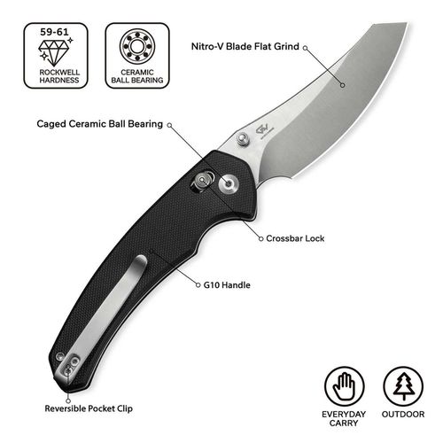 купить Нож походный Civivi C24050-1 Sixgill, lamă Nitro-V, G10, Crossbar Lock в Кишинёве 