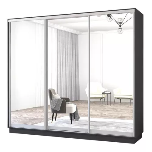 cumpără Dulap Mobildor-Lux Fox uși glisante din oglinzi (300x60x220H cm) Anthracite în Chișinău 