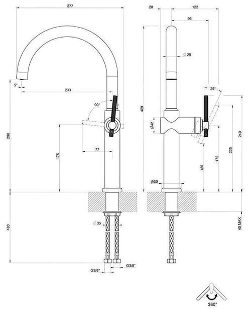 cumpără Bateria bucătărie Gessi 60670-707 Habito Black Metal Brushed PVD în Chișinău 