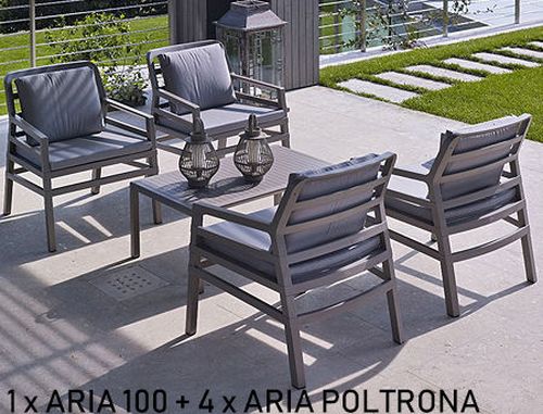 купить Комплект садовой мебели стол Nardi ARIA TAVOLINO 100 + 4 кресла Nardi ARIA Tortora Grigio в Кишинёве 