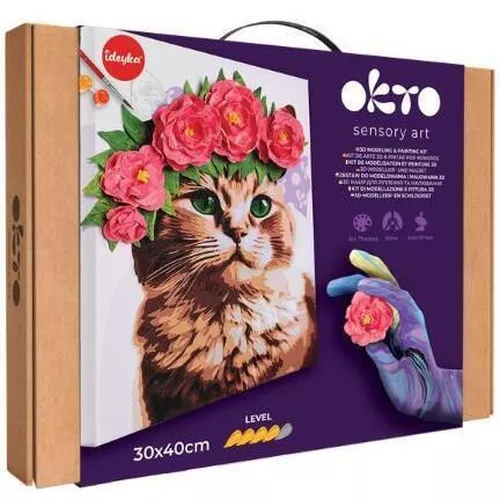 cumpără Set de creație Okto 30010 3D Pictură pe numere cu plastilină ușoară 30×40сm, Pisicuță frumoasă în Chișinău 