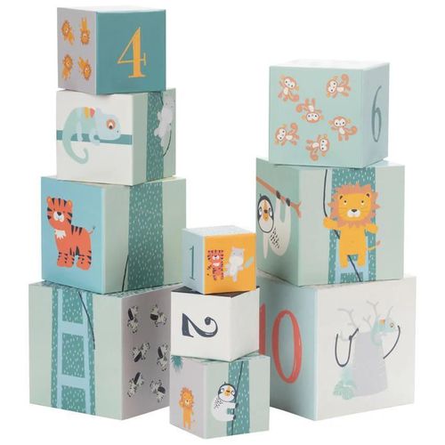 купить Игрушка Premaman PJQA5N-CCC-UNQ Set de cuburi Happy Wild, 10buc в Кишинёве 