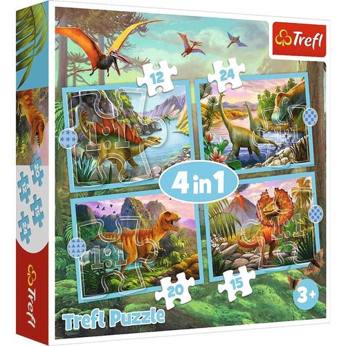 cumpără Puzzle Trefl 34609 Puzzles - 4in1 - Unique dinosaurs în Chișinău 