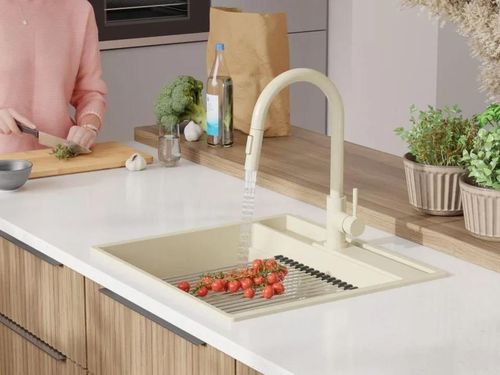 купить Мойка кухонная Primagran Oslo 60 Pocket Multilevel Beige + accesorii 530x580 MOCKW в Кишинёве 